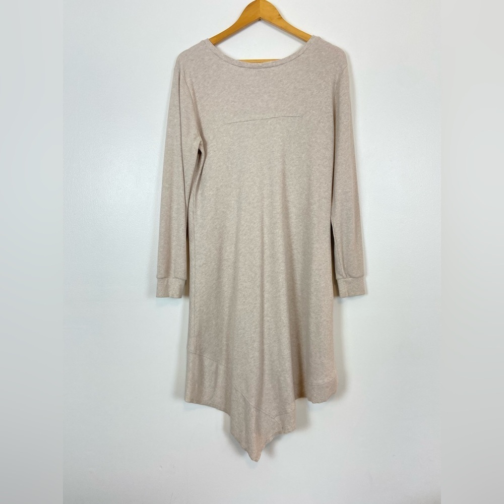 Sundance Thea Cream Asymmetrical Hem Long Sleeve Thermal Knit High Low Dress - Picture 9 of 13
